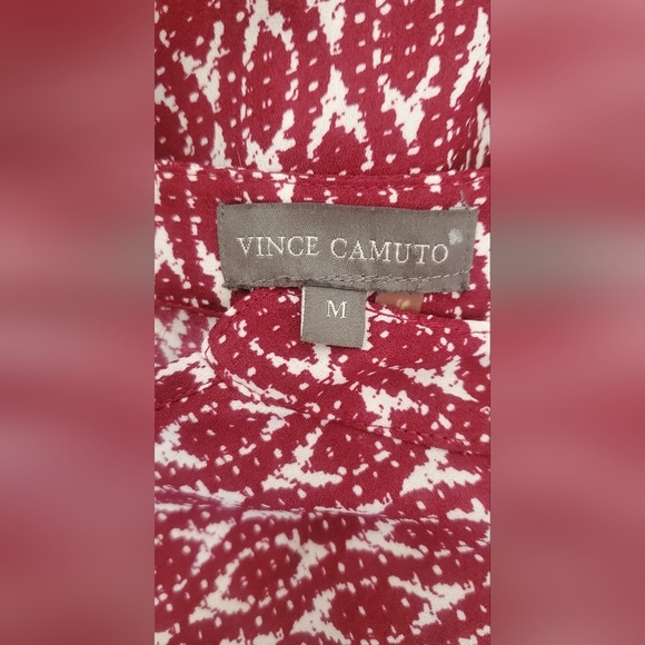 💚5/$25 Vince Camuto Red Oversized Draped Hi Lo Long Sleeve Blouse Size Medium - Picture 7 of 7